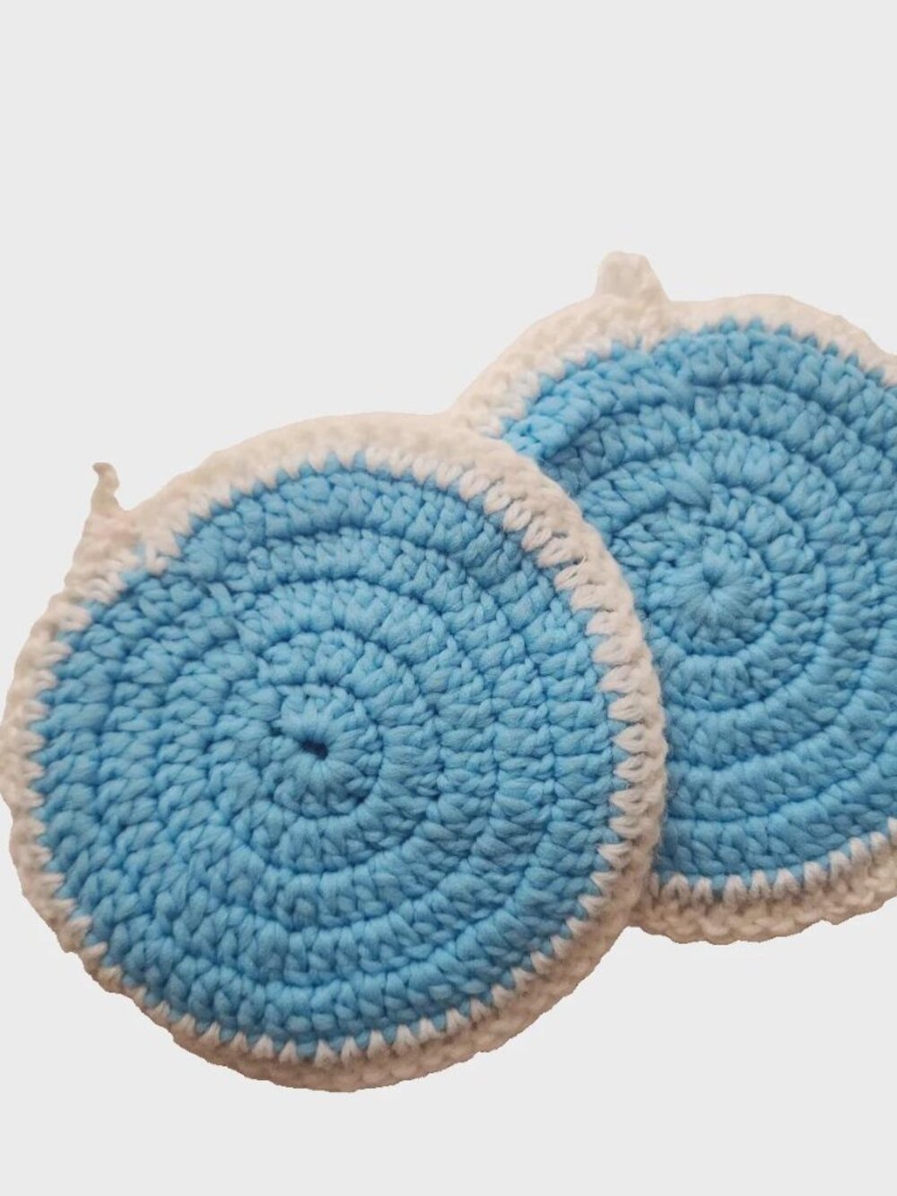 Pair of Blue Vintage handmade crochet pot holders Kitchen Baking Cooking Vintage